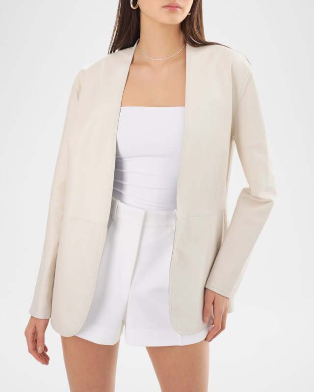 Leighton Lightweight Collarless Reversible Leather Blazer